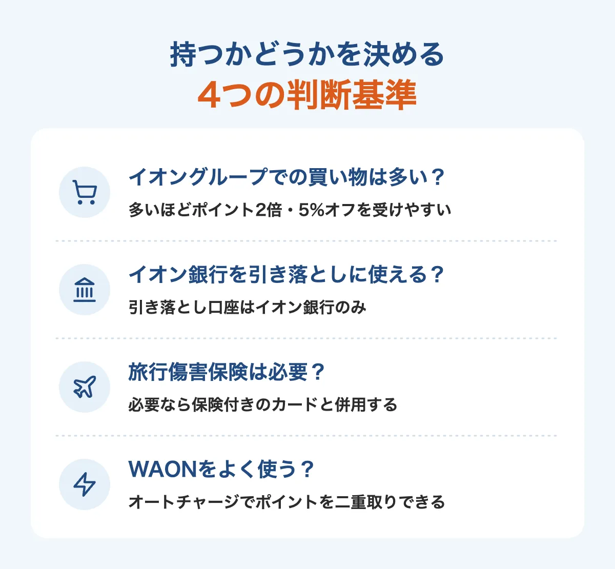 イオンカードセレクトを持つかどうかを決める4つの判断基準